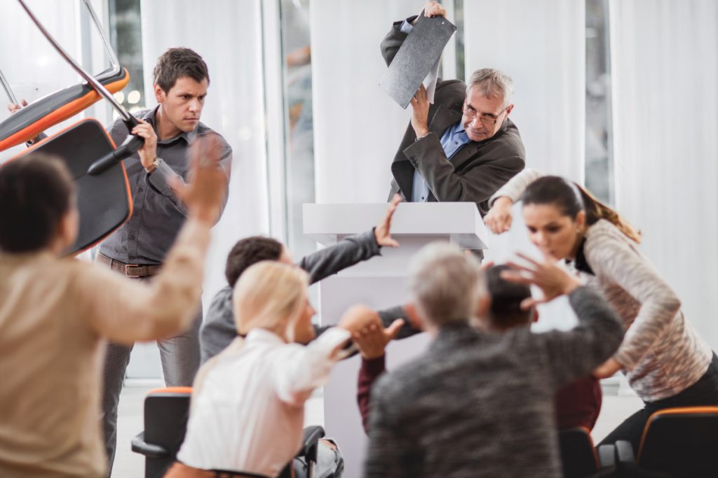 Business people started a fight during an event